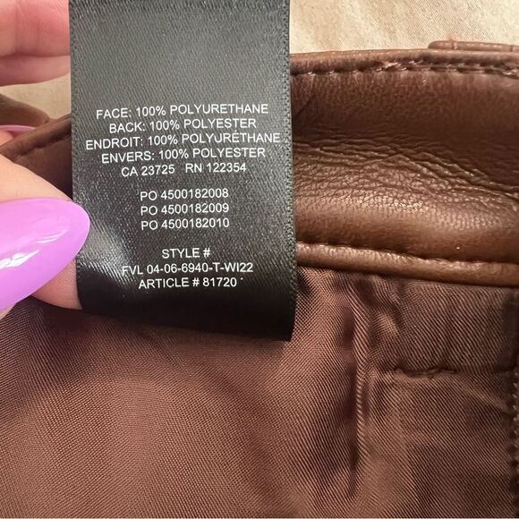 Aritzia Wilfred The Melina High Rise Vegan Leather Pants Brown Size 6 - Picture 10 of 11
